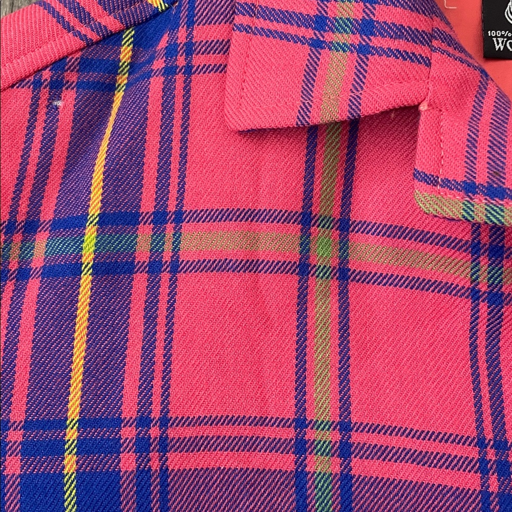 Isaac Mizrahi 90s Vintage Clueless Pink Plaid Wool Jacket Womens Size Medium Y2K - Picture 5 of 13